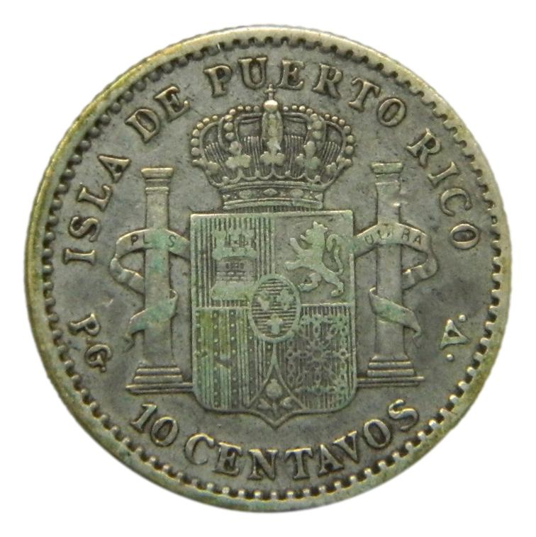 1896 - ALFONSO XIII - 10 CENTAVOS DE PESO - PUERTO RICO