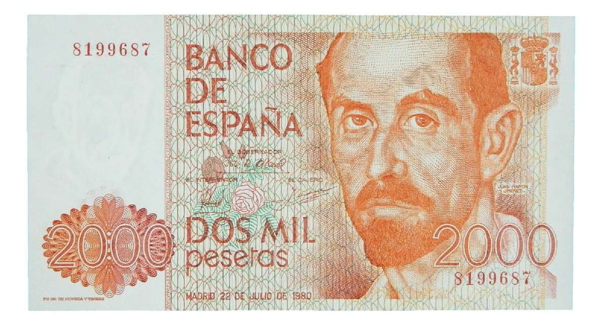 1980 - ESPAÑA - BILLETE - 2000 PESETAS - JUAN RAMON JIMENEZ - SIN SERIE - EBC