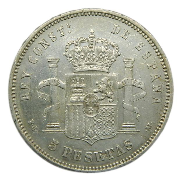 1891 *18-91 - ALFONSO XIII - 5 PESETAS - PGM - MBC