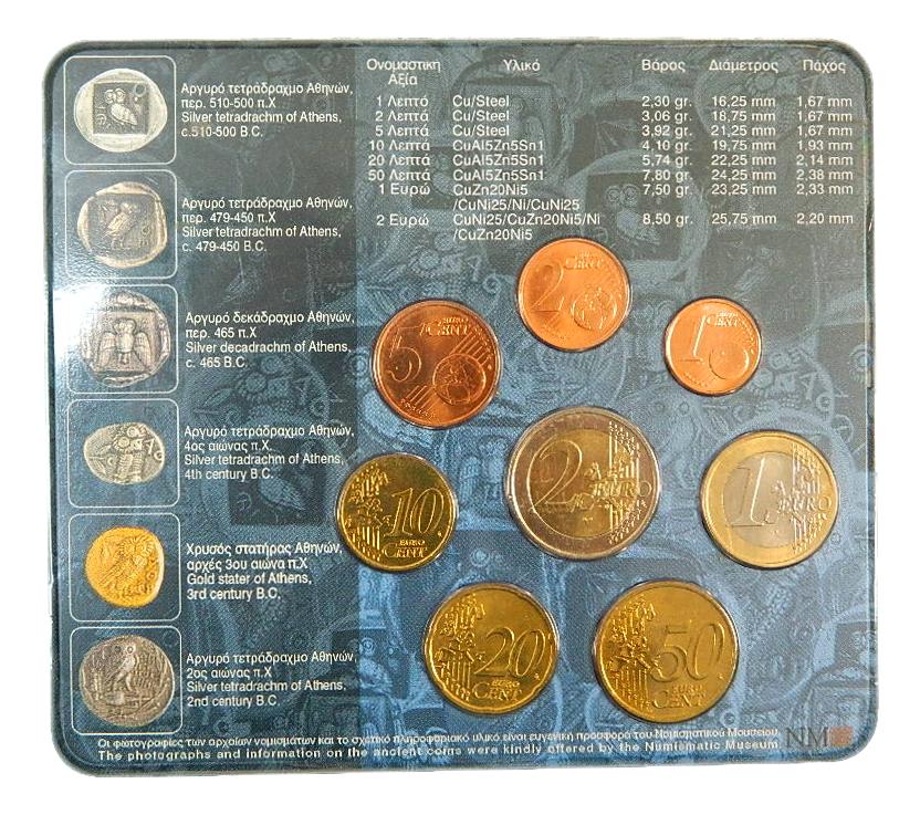 2005 - GRECIA - CARTERA EUROS - 8 MONEDAS