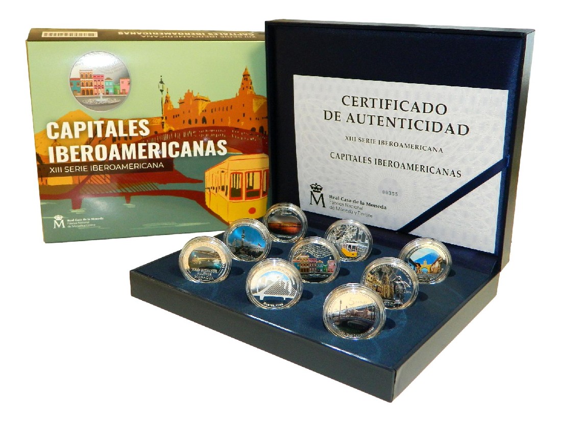 2024 - XIII SERIE IBEROAMERICANA - CAPITALES - 8 MONEDAS - MEDALLA - PLATA PROOF