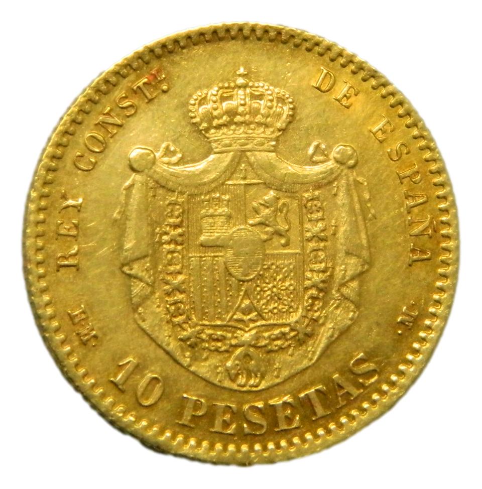 1878 *62 - ALFONSO XII - 10 PESETAS - DEM - ORO