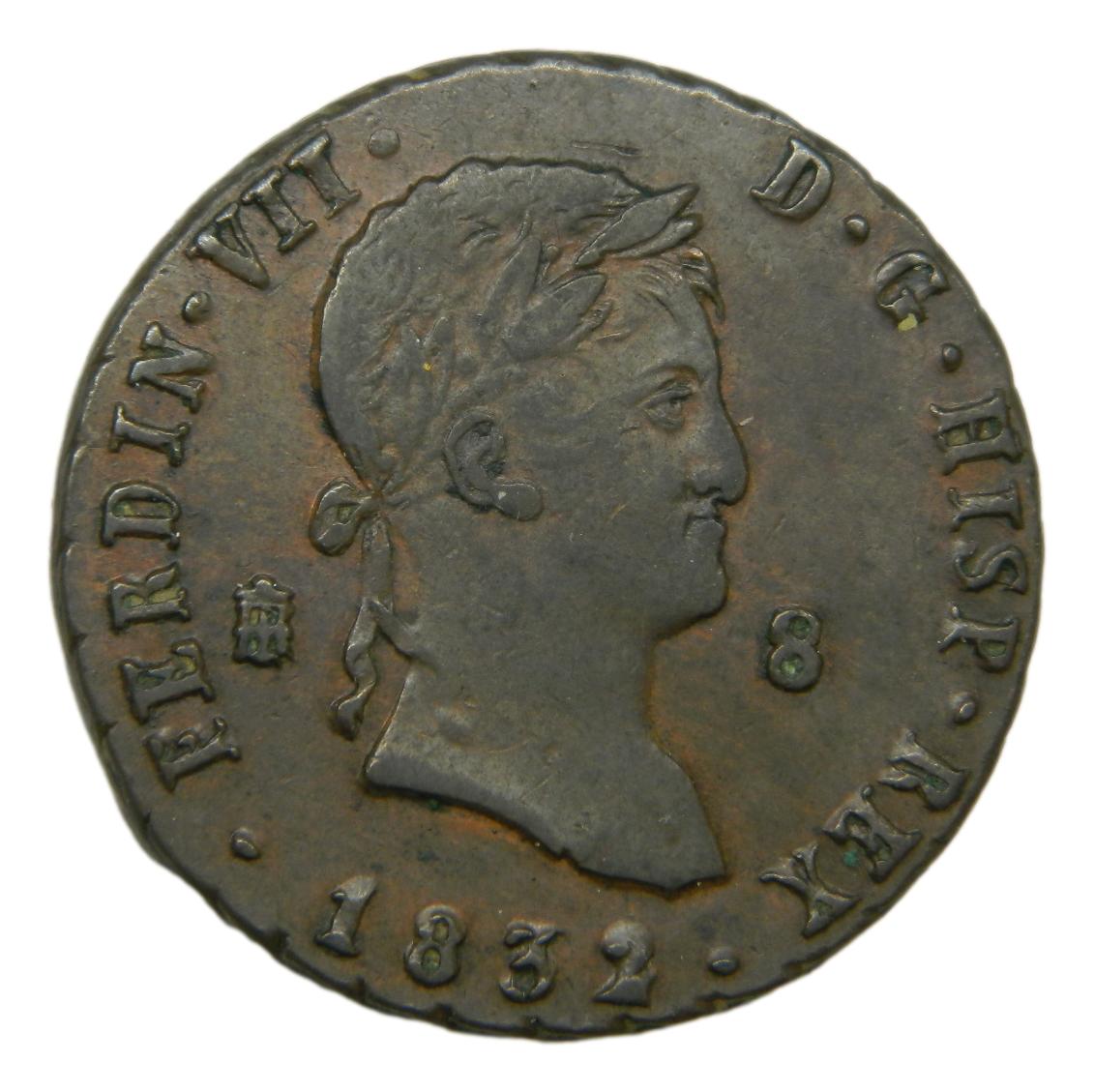 1832 - FERNANDO VII - 8 MARAVEDIS - SEGOVIA - EBC