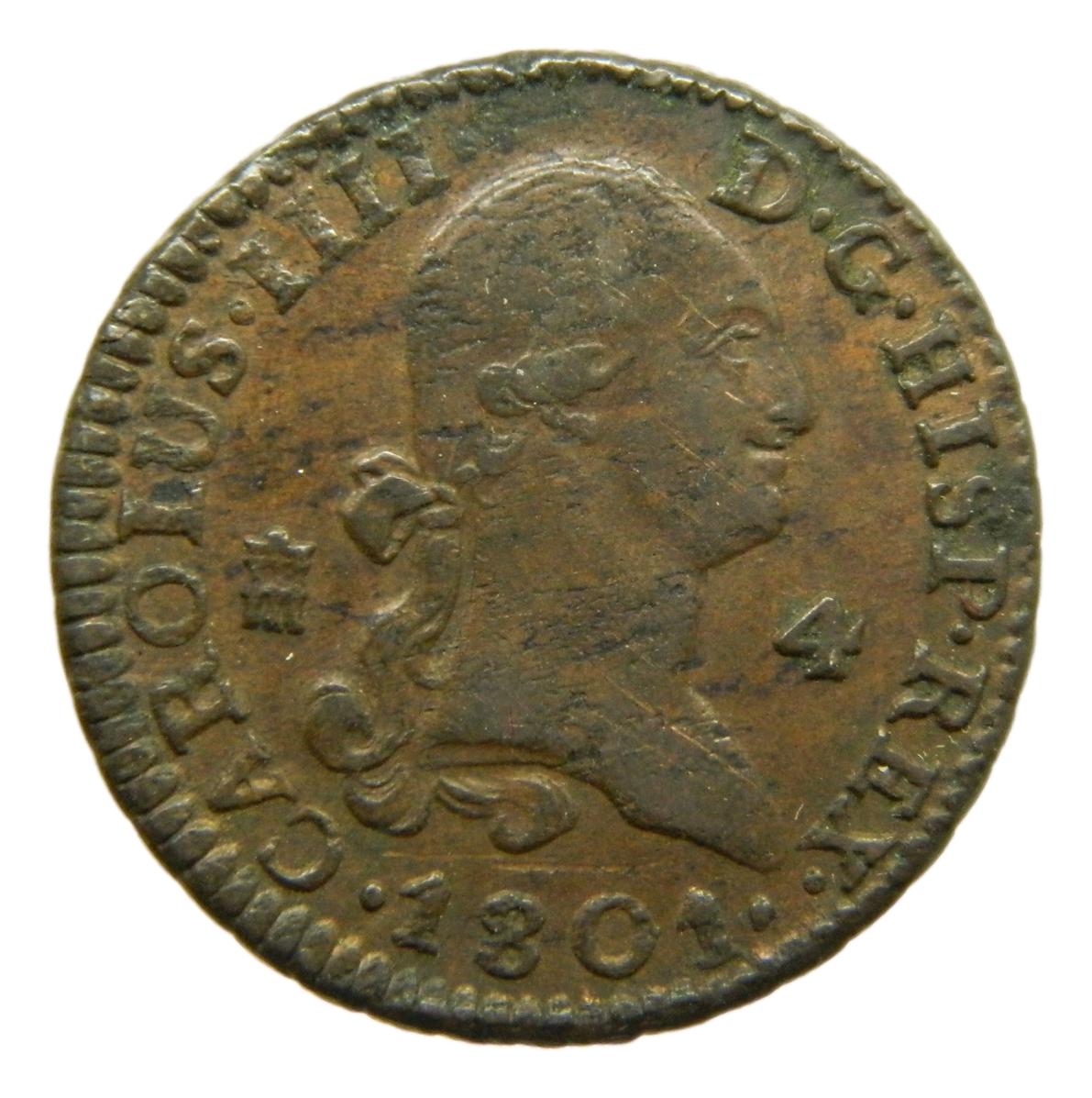 1801 - CARLOS IV - 4 MARAVEDIS - SEGOVIA - MBC+