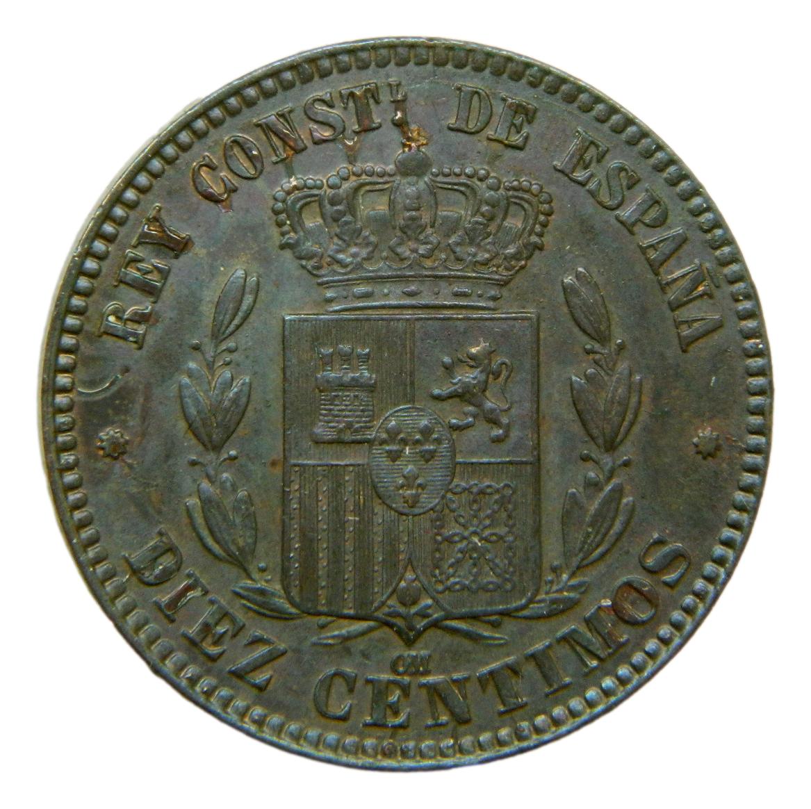 1877 OM - ALFONSO XII - 10 CENTIMOS - BARCELONA - EBC