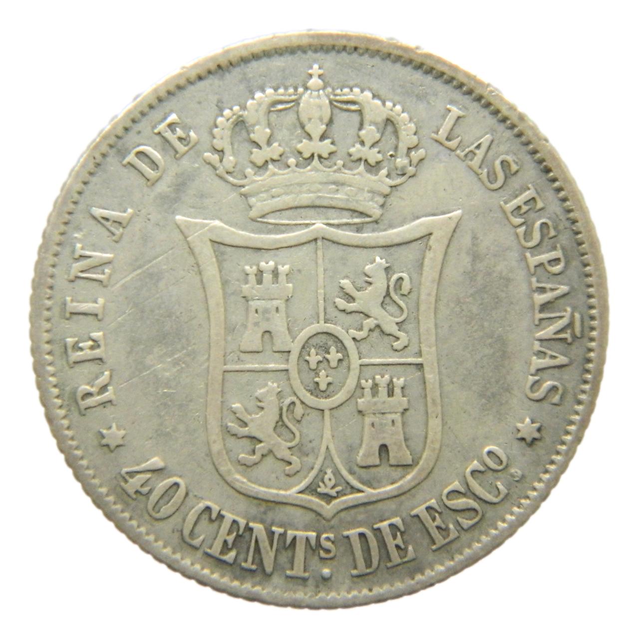 1864 - ISABEL II - 40 CENTIMOS DE ESCUDO - MADRID - BC