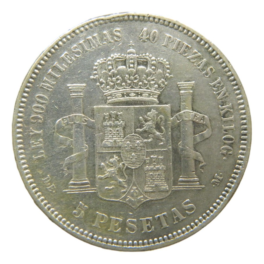 1875 *18-75 - ALFONSO XII - 5 PESETAS - DEM - BC+