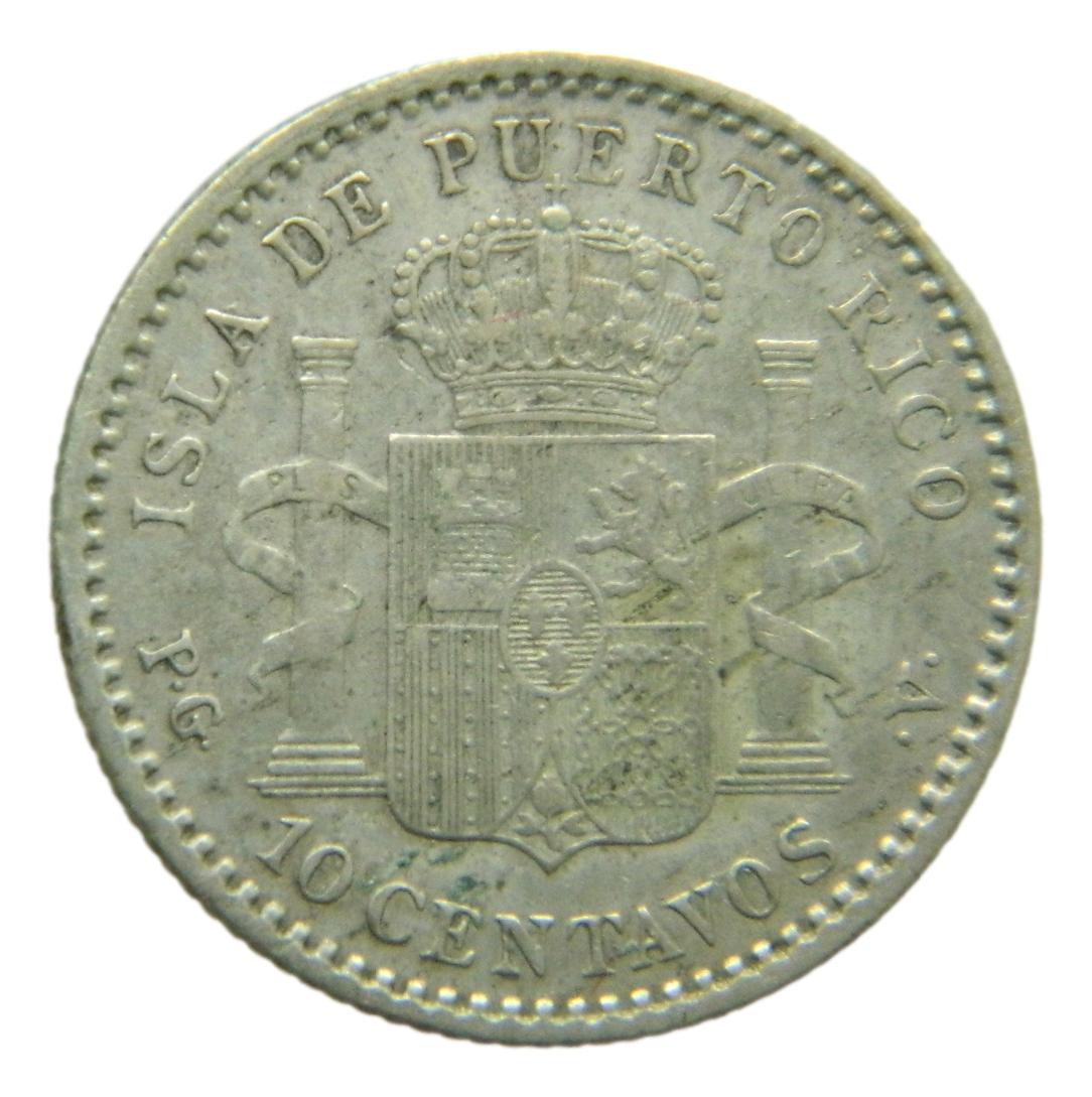 1896 - ALFONSO XIII - 10 CENTAVOS DE PESO - PUERTO RICO - PGV