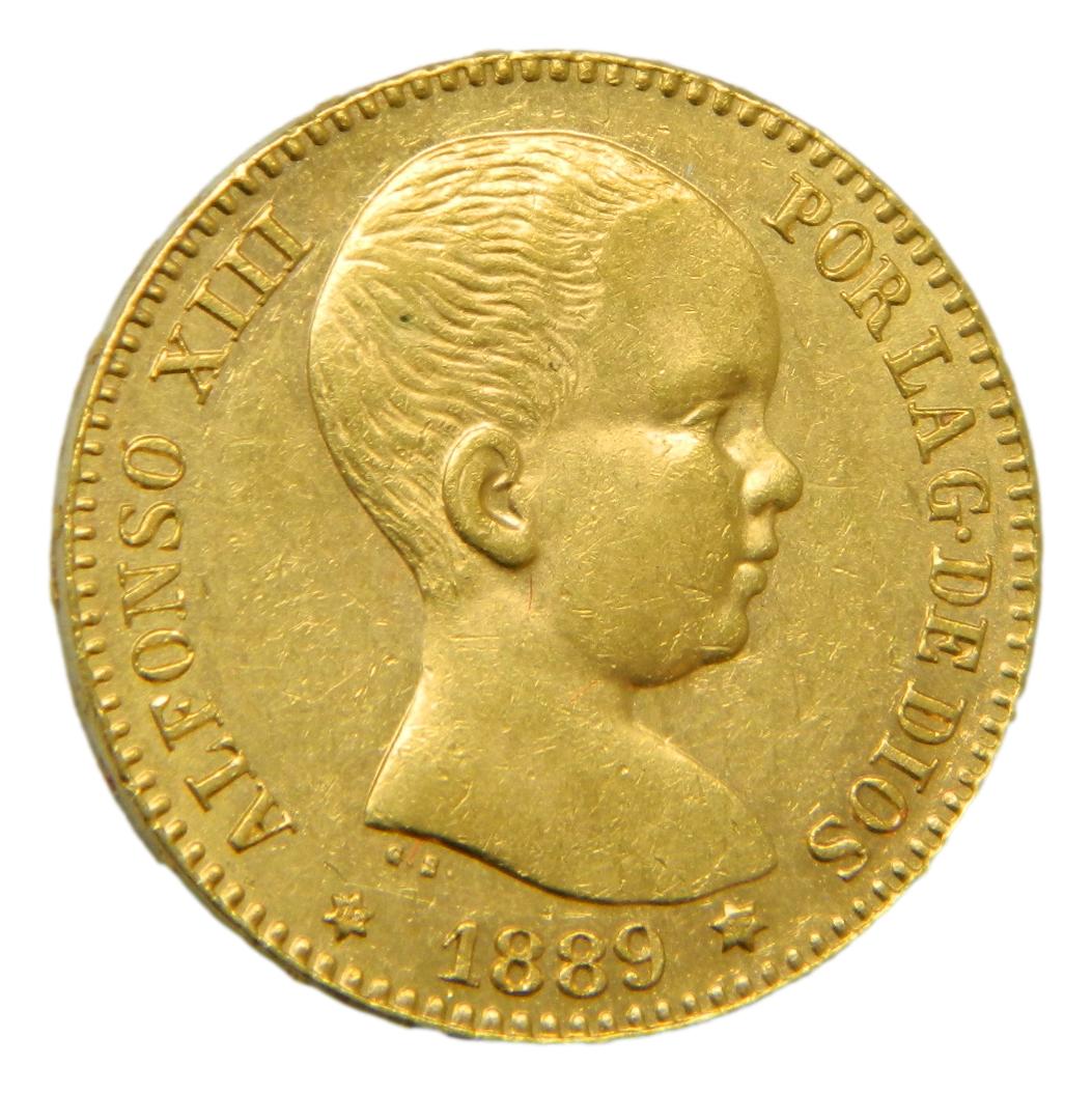 1889 *18-89 - ALFONSO XIII -  20 PESETAS - MFM - ORO
