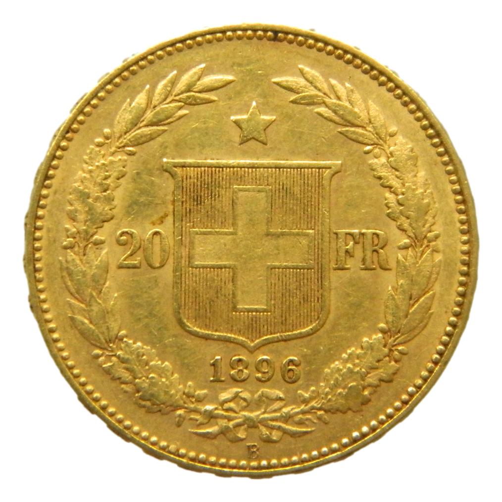 1896 B - SUIZA - 20 FRANCS - ORO