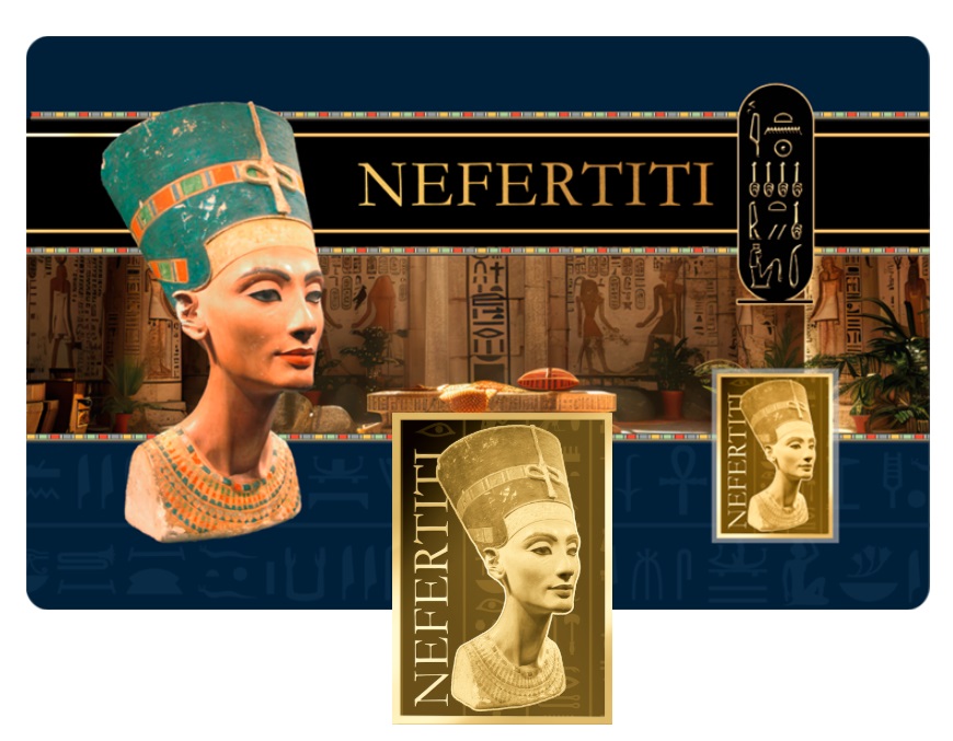 NEFERTITI -  MONEDA DE ORO FINO - 1/1000 OZ - 3000 FRANCS CFA - TCHAD - COINCARD