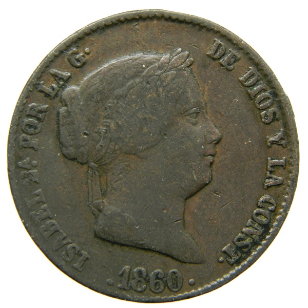 1860 - ISABEL II - 25 CENTIMOS DE REAL - SEGOVIA - S13/757 - MBC-