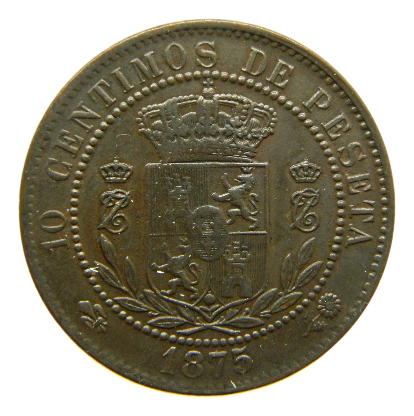 1875 - CARLOS VII - 10 CENTIMOS DE PESETA - EBC