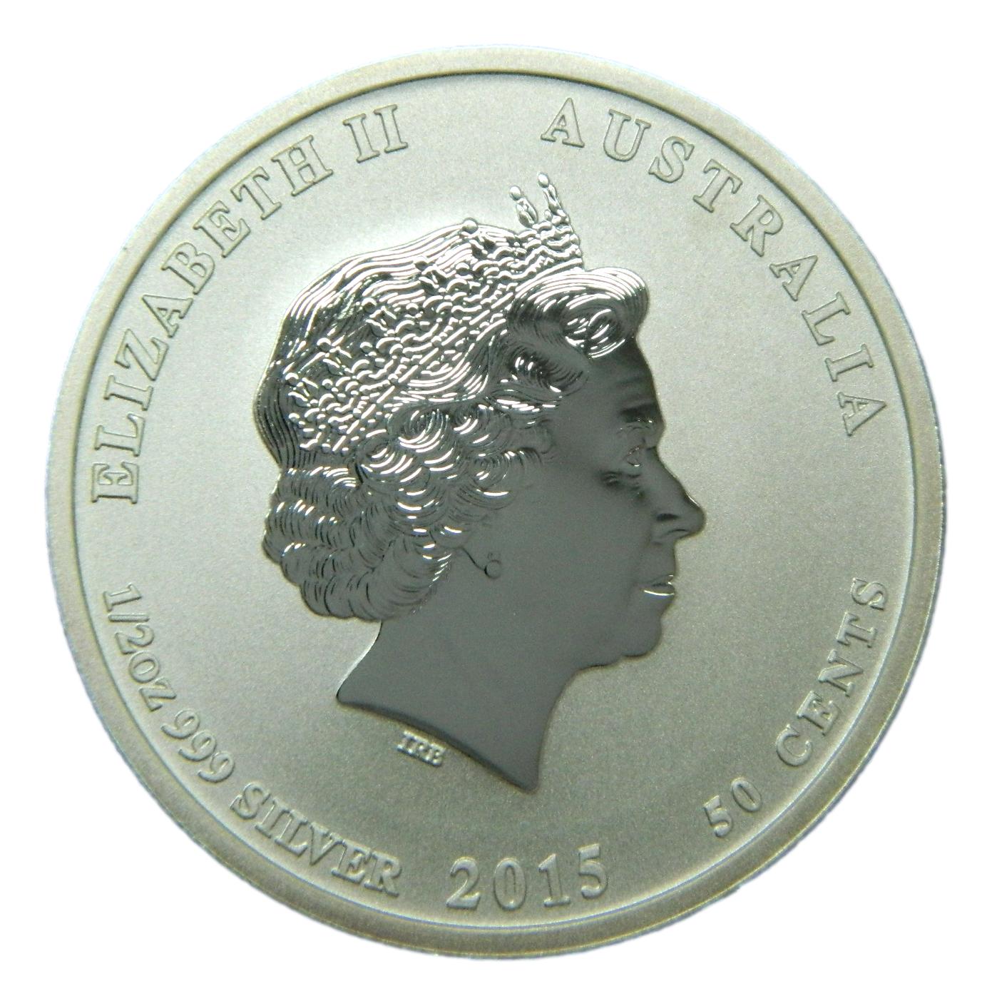 2015 - AUSTRALIA - 50 CENTS - CABRA - 1/2 ONZA PLATA FINA - 1/2 OZ 999