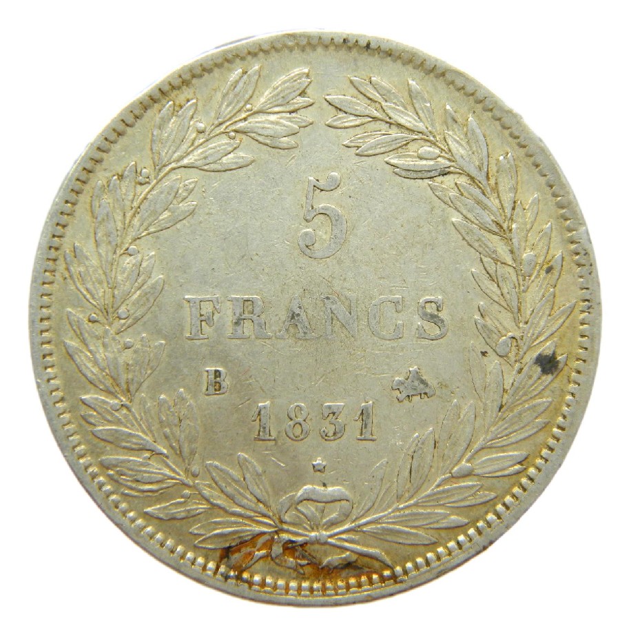 1831 B - FRANCIA - 5 FRANCS - LOUIS PHILIPPE I - PLATA