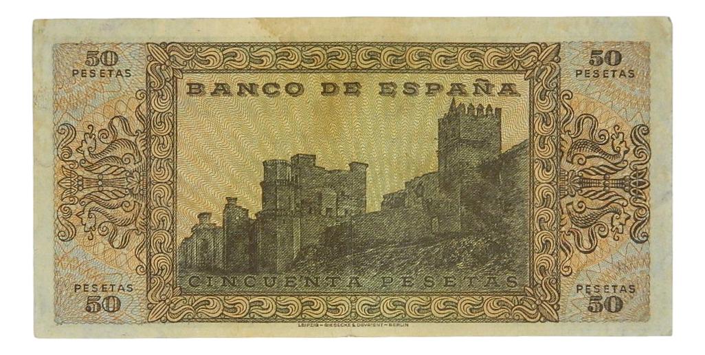 1938 - ESPAÑA - BILLETE - 50 PESETAS - BURGOS - MBC