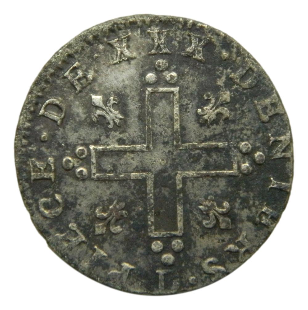 1713 D - FRANCIA - 30 DENIERS - LOUIS XIV - AMERICAN COLONIAL - BILLON - S9/430