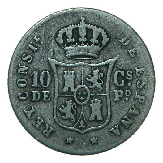 1883 - ALFONSO XII - 10 CENTAVOS DE PESO - MANILA - PLATA