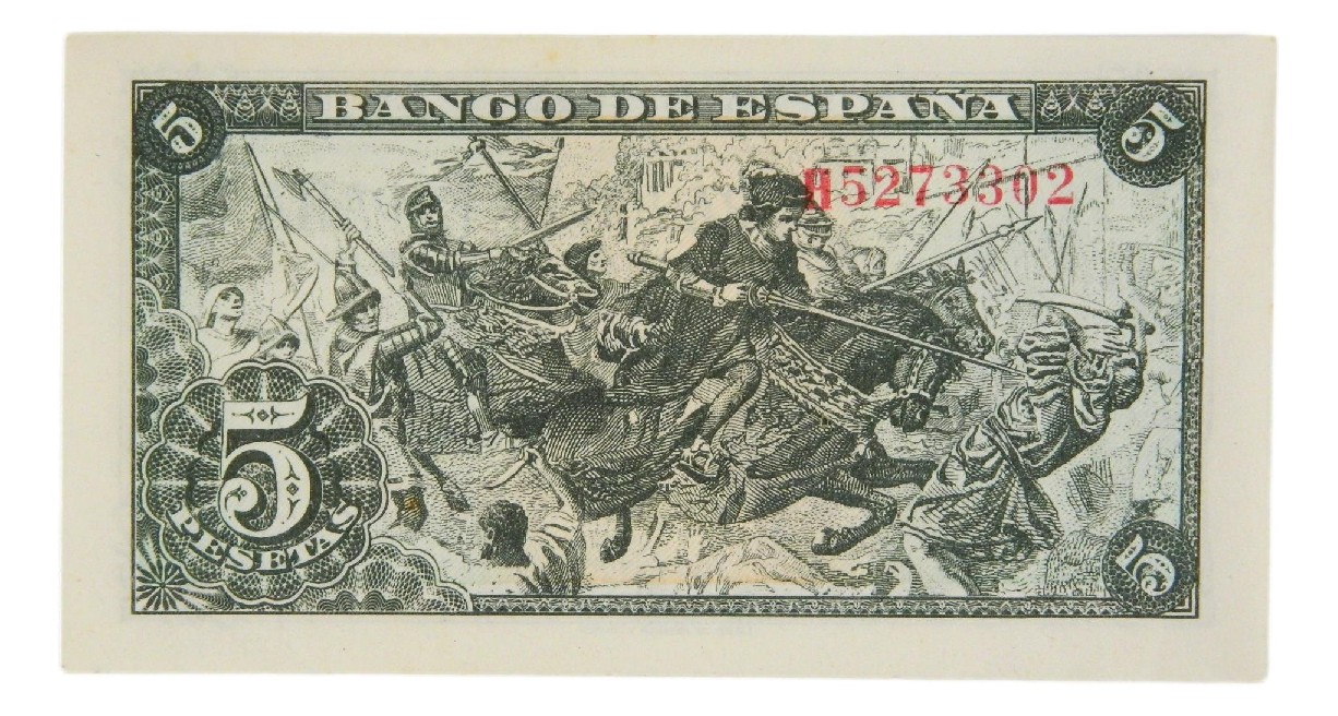 1945 - ESPAÑA - BILLETE - 5 PESETAS - CAPITULACIONES DE SANTA FE - EBC