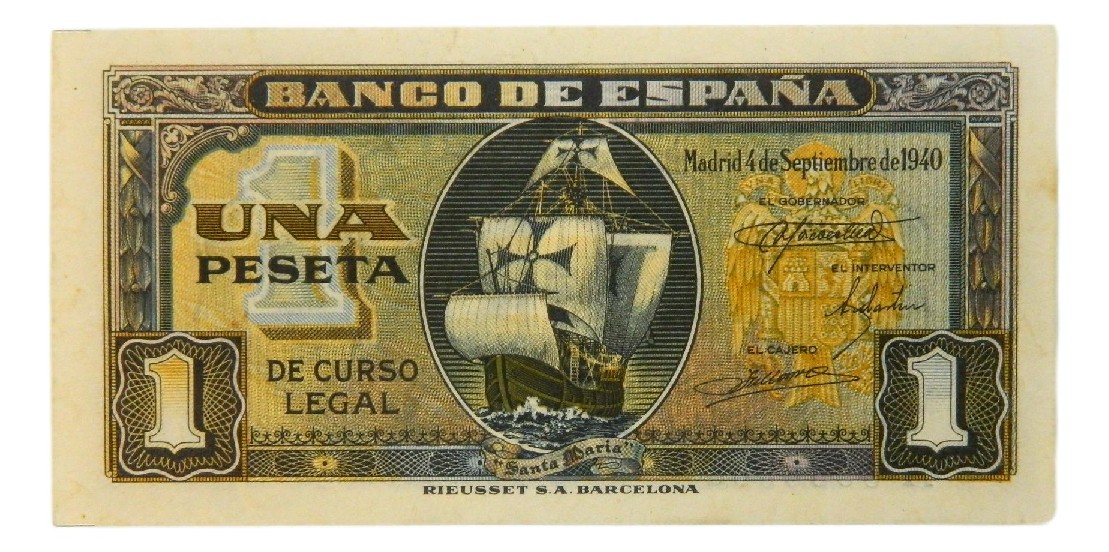 1940 - ESPAÑA - 1 PESETA - SANTA MARIA - BILLETE - BC