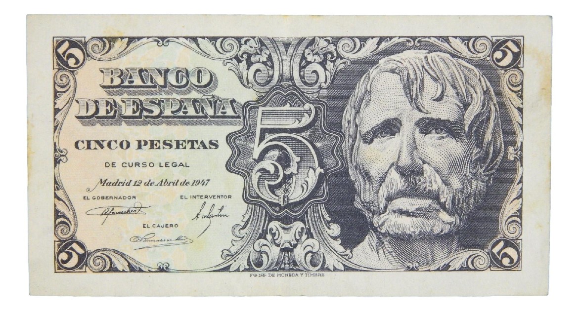 1947 - ESPAÑA - BILLETE - 5 PESETAS - SERIE C - BC