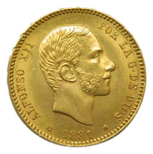 1881 *18-81 - ALFONSO XII - 25 PESETAS - MSM - ORO