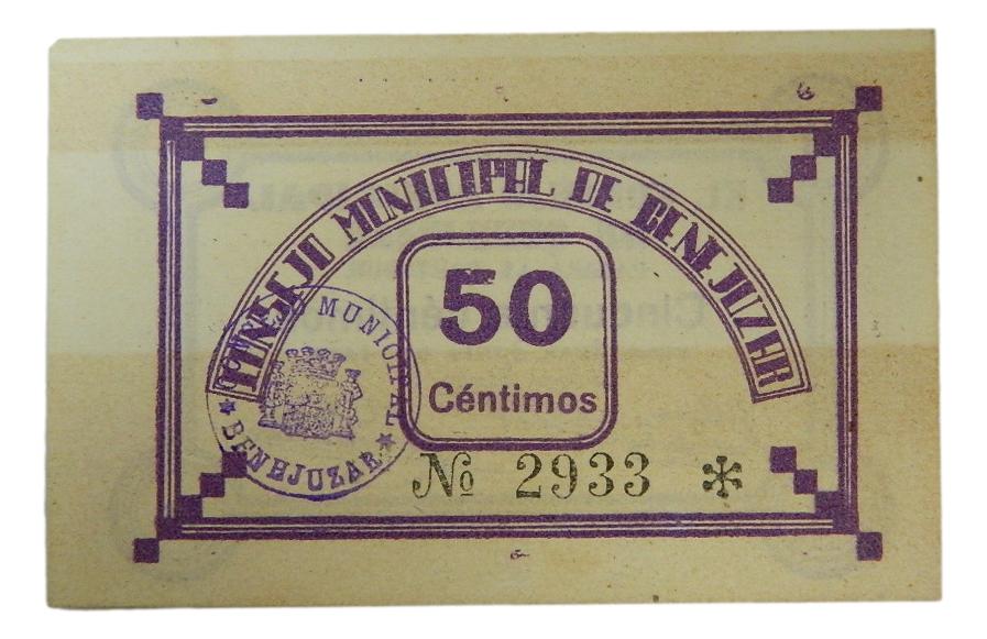 BENEJUZAR - BILLETE - 50 CENTIMOS - JUNIO 1937 - AGB 284 B - SC