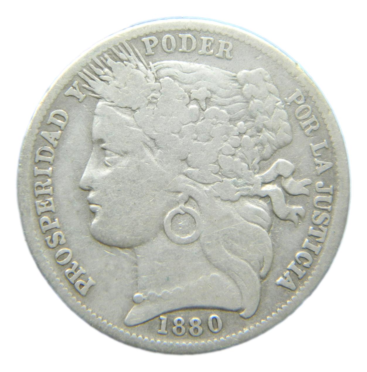 1880 B - PERU - 1 PESETA - LIMA - PLATA