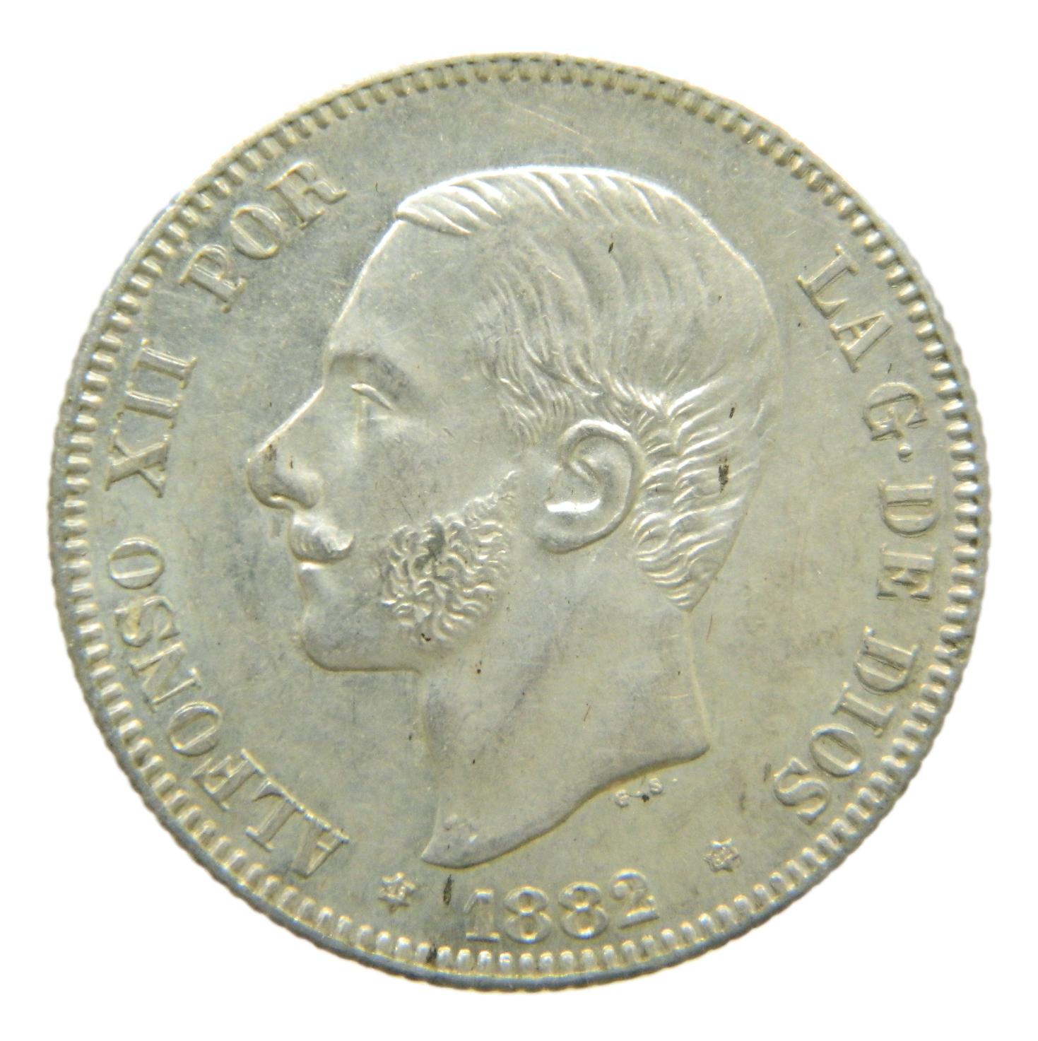1882 *18-82 - ALFONSO XII - 2 PESETAS - MSM - EBC