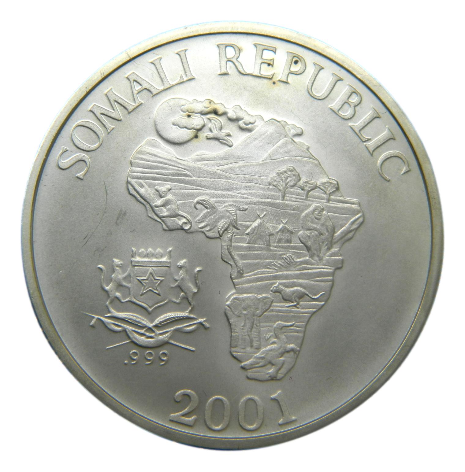2001 - SOMALIA - 10 DOLLARS - ONZA PLATA - MONO 