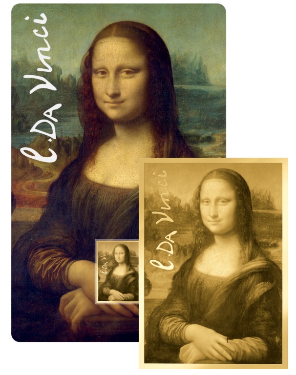 MONNA LISA - LA GIOCONDA - LEONARDO DA VINCI -  MONEDA DE ORO FINO - 1/1000 OZ - 3000 FRANCS CFA - TCHAD - COINCARD