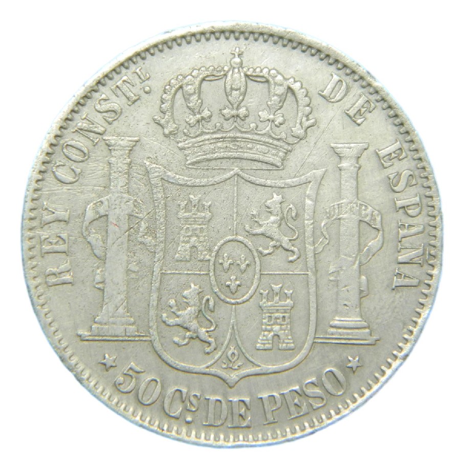 1882 - ALFONSO XII - 50 CENTAVOS DE PESO - MANILA - MBC