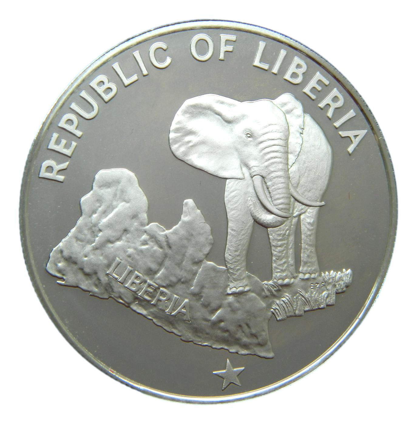 1979 - LIBERIA - 5 DOLARES - ELEFANTE - PLATA PROOF