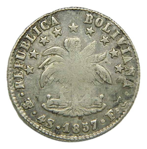 1857 FJ - BOLIVIA - 4 SOLES - PLATA
