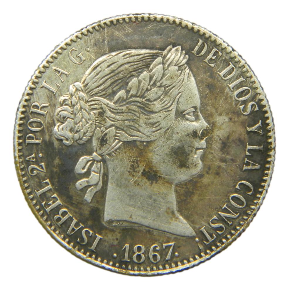 1867 - ISABEL II - 40 CENTIMOS DE ESCUDO - MADRID