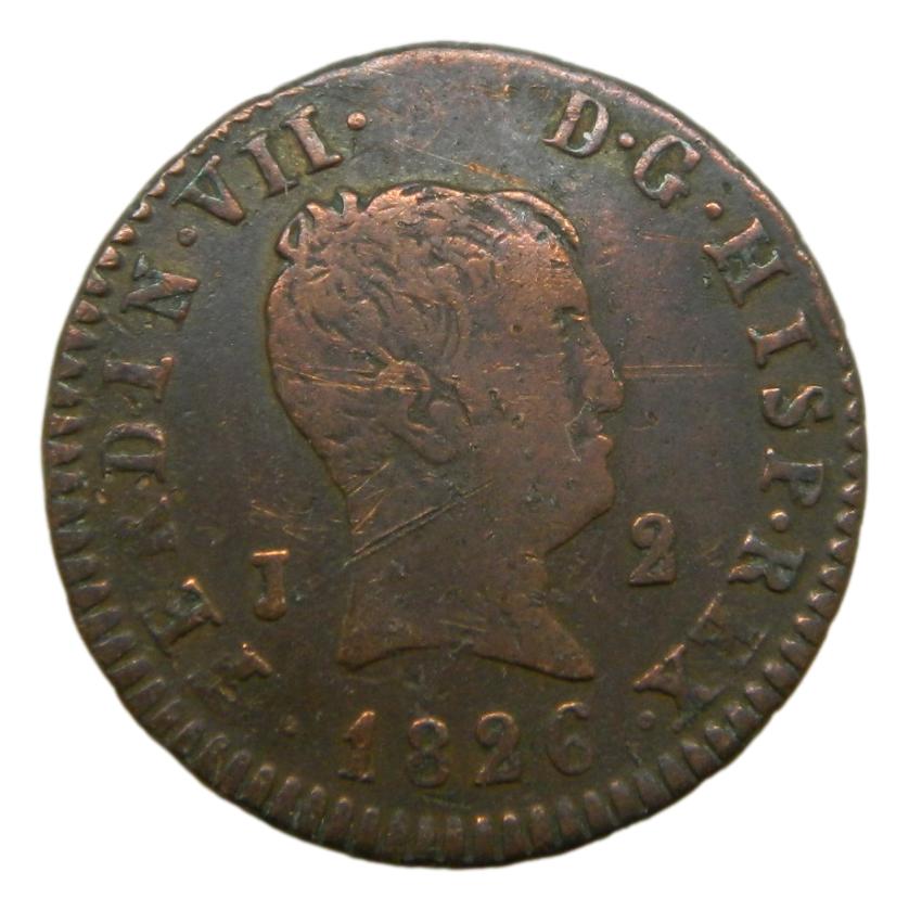 1826 - FERNANDO VII - 2 MARAVEDIS - JUBIA