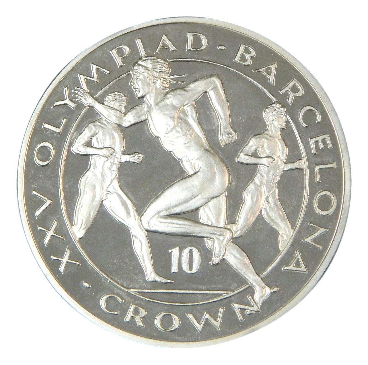 1991 - GIBRALTAR - 10 CROWN - 10 ONZAS PLATA - XXV OLIMPIADA BARCELONA