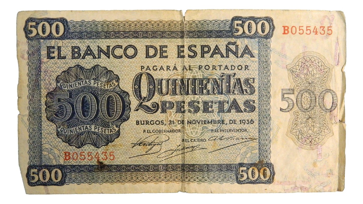 1936 - ESPAÑA - BILLETE - 500 PESETAS - BURGOS - RC