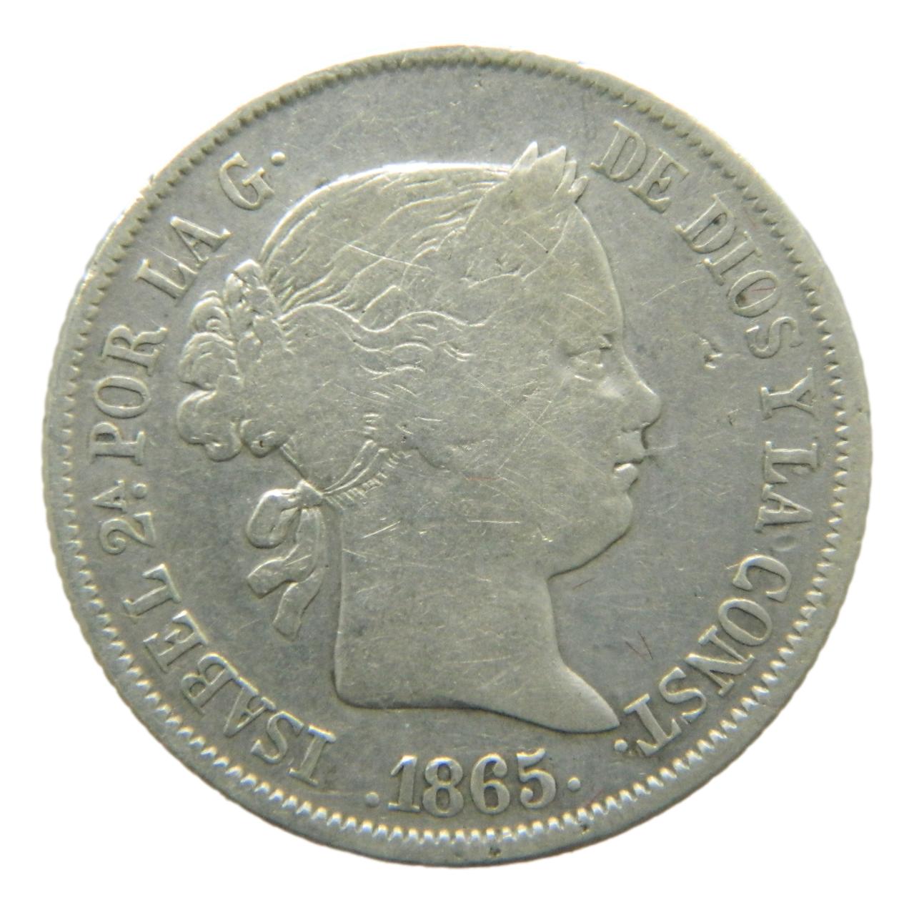 1865 - ISABEL II - 40 CENTIMOS DE ESCUDO - SEVILLA - BC