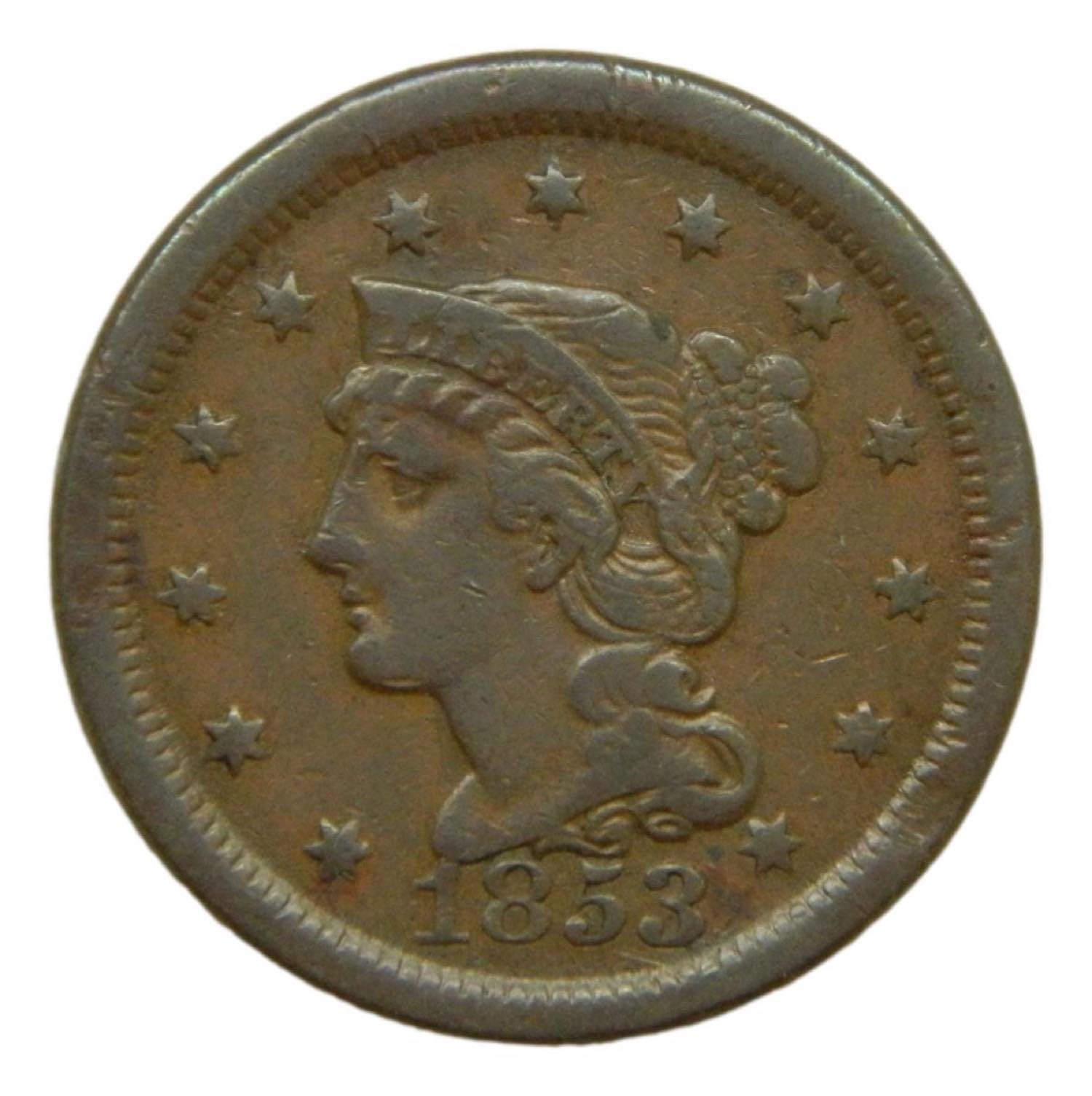 1853 - USA - 1 CENT - BRAIDED HAIR CENT - S10/426