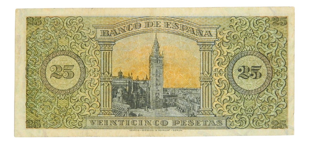 1938 - ESPAÑA - BILLETE - 25 PESETAS - BURGOS - MBC