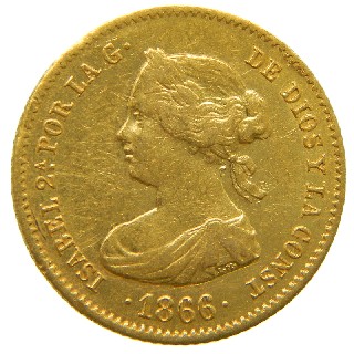 1866 - ISABEL II - 4 ESCUDOS - MADRID - EBC