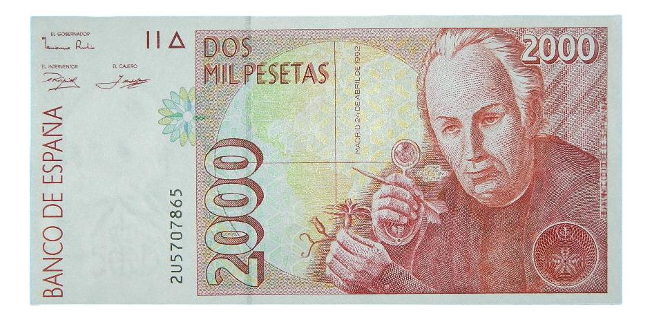 1992 - ESPAÑA  - BILLETE - 2000 PESETAS - JOSE CELESTINO MUTIS - SC