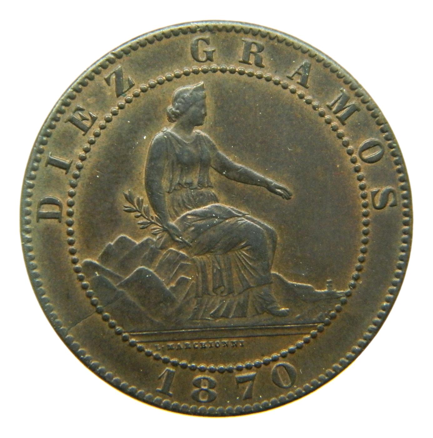 1870 - GOBIERNO PROVISIONAL - 10 CENTIMOS - OM - EBC+