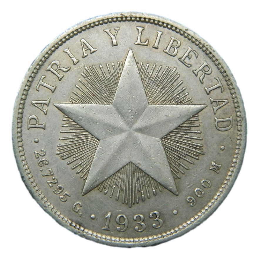 1933 - CUBA - 1 PESO - PATRIA Y LIBERTAD - PLATA