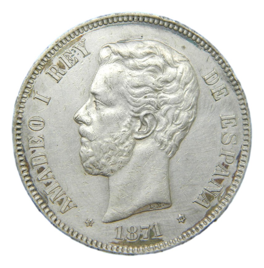 1871 *18-75 - AMADEO I - 5 PESETAS - DEM - MBC