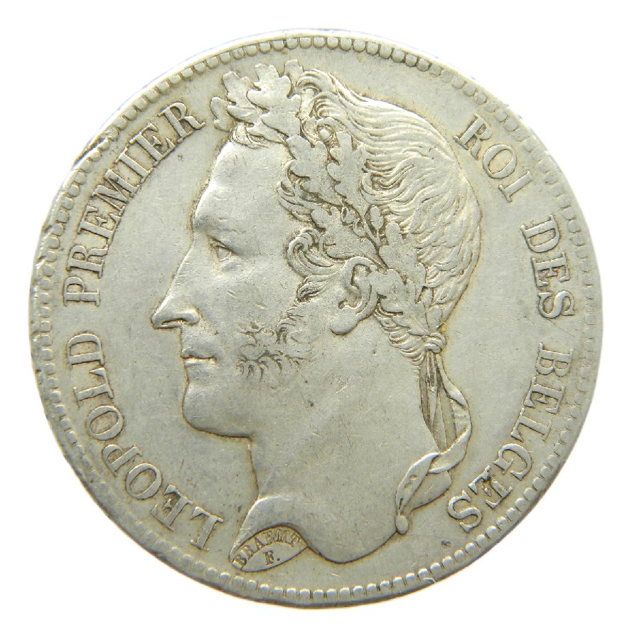 1833 - BELGICA - 5 FRANCS - LEOPOLD I - PLATA - MBC