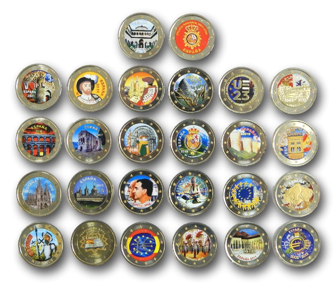 COLECCIÓN 26 MONEDAS DE 2 EURO ESPAÑA EN COLOR 