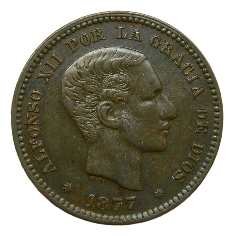 1877 OM - ALFONSO XII - 5 CENTIMOS - BARCELONA - EBC