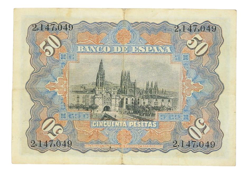 1907 - ESPAÑA - BILLETE - 50 PESETAS - MADRID - MBC-